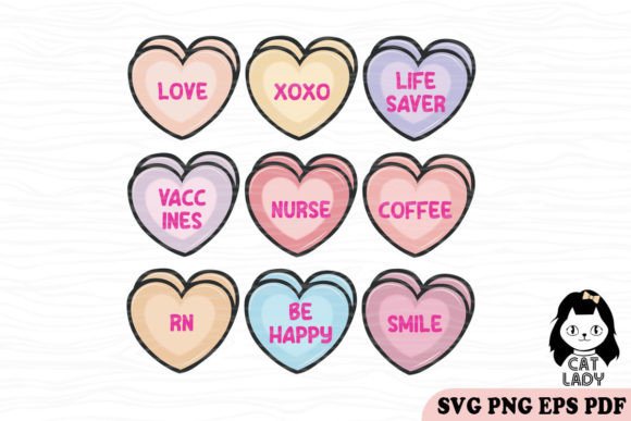Candy Heart Nurse Valentine SVG PNG for Crafts and Graphics