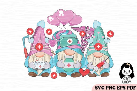 Gnome Nurse Valentine SVG PNG for Graphics and Crafts