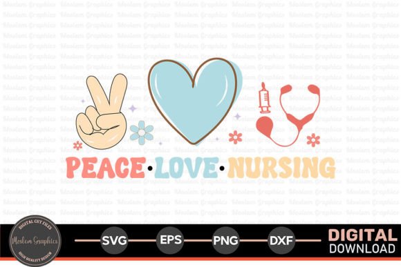 Peace Love Nursing - Nurse Retro SVG
