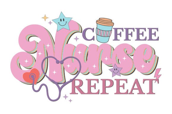 Retro Coffee Nurse Repeat Svg for Graphics and Crafts