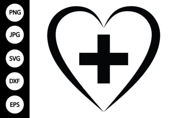 Silhouette Heart with Medical Sign SVG