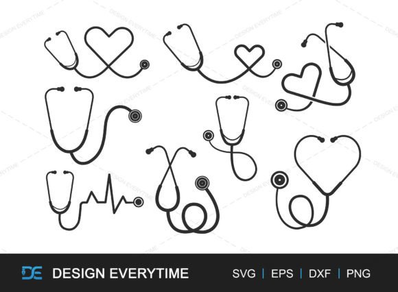 Stethoscope Bundle, Medical Silhouette Graphics & Crafts