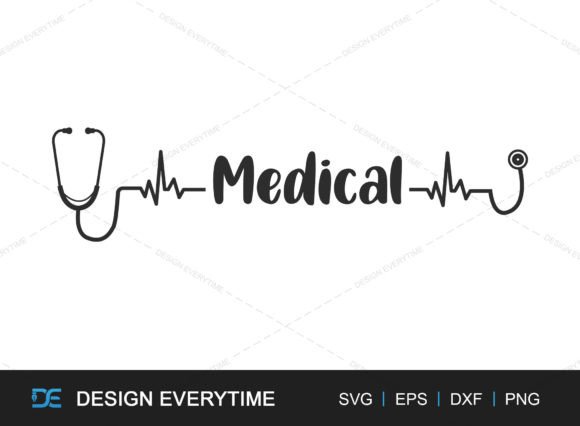Stethoscope Life Line SVG: Graphics & Crafts for Medical Branding